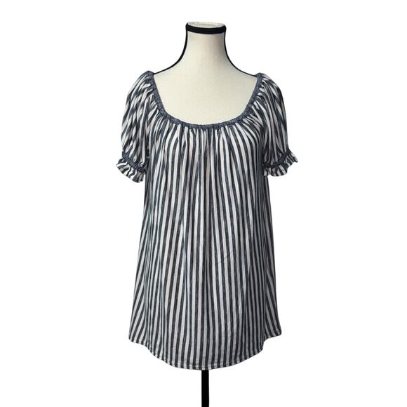 Max Studio Short Sleeve striped Blouse women’s size medium - Picture 7 of 7